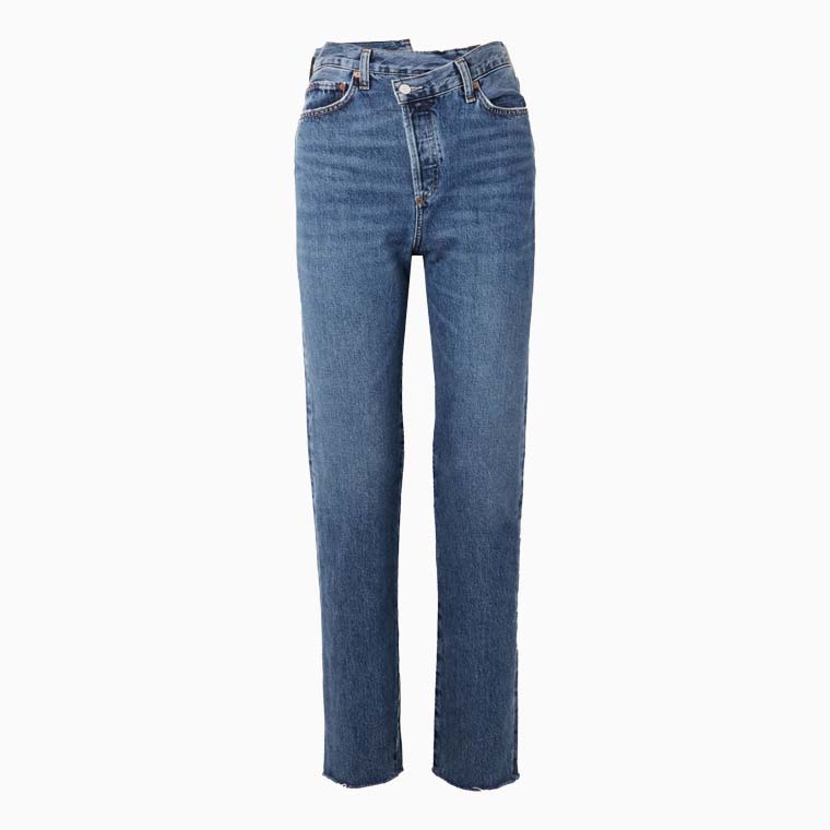 women casual dress code guide agolde criss cross frayed high rise straight leg organic jeans - Luxe Digital